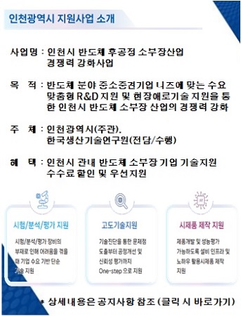 2023년 인천시 반도체 후공정 소부장산업 경쟁력 강화사업 지원